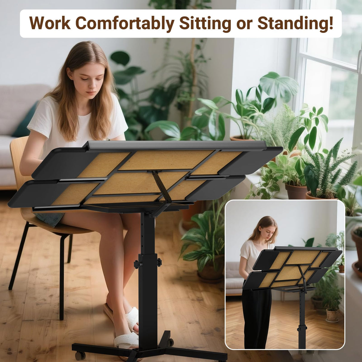 2000 Pieces Jigsaw Puzzle Table with Drawers & Legs, 30"x41" Large Puzzle Table for Adults, Adjustable Height &12 tilt Angles, Wooden Puzzle Board with Drawers & Cover, Birthday Gift for Family(Black) HEBESPACE