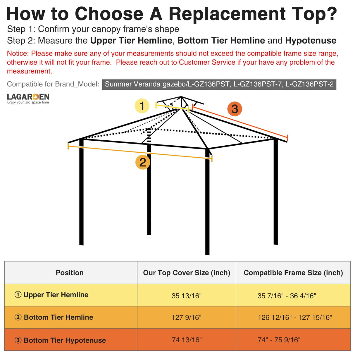 Yescom 10.6'x10.6' Gazebo Top Replacement for 2 Tier Summer Veranda Frame Canopy Cover Patio Garden Yard Dark Beige Y00710T01 Yescom