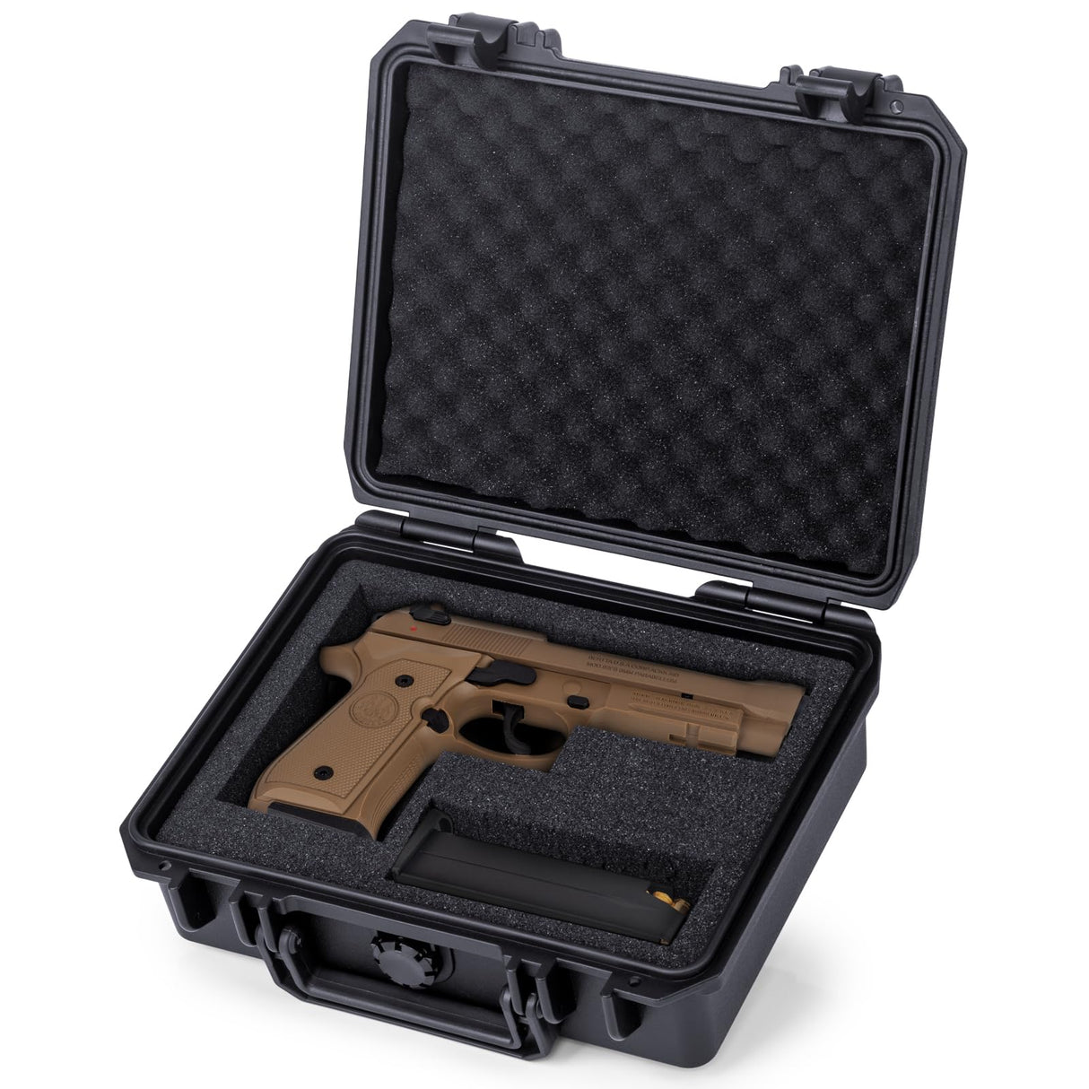 MewVeer Pistol Case for Handgun, Hard Gun Cases, TSA-Approved Waterproof & Shockproof Travel Pistols Box with Pre-Diced Foam for 9mm Gun and Accessories MewVeer