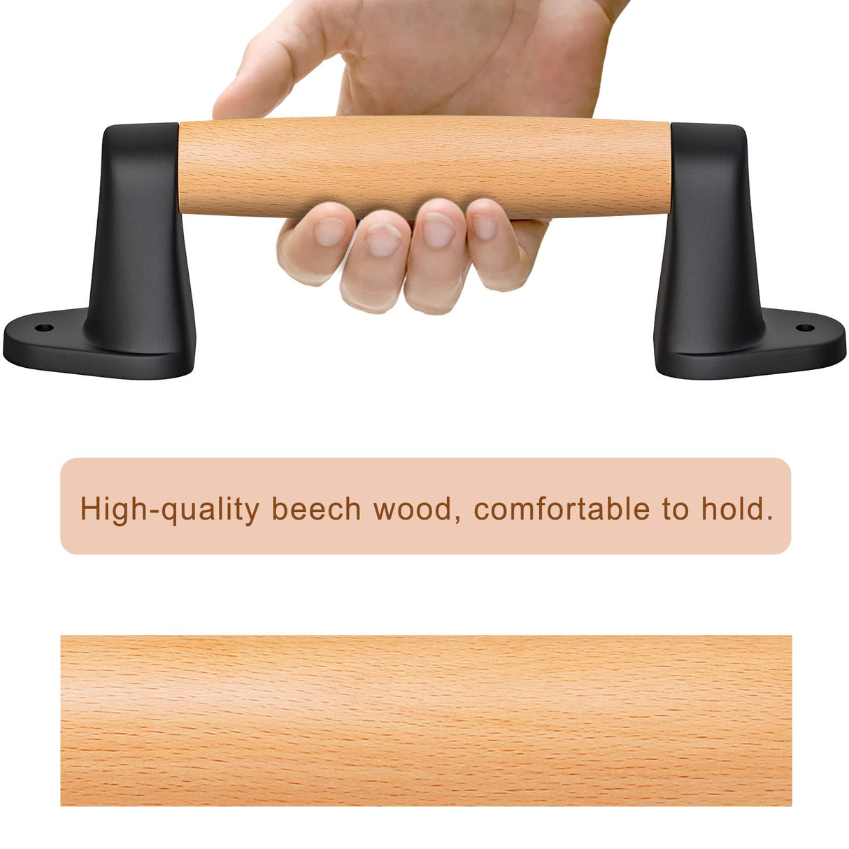 SELEWARE 9'' Barn Door Pull Handle Wood Handle for Fence Gate Barn Door Closet Sliding Door Sheds Indoor Handrail Playground Safety Handles, Comfy & Long Last Using SELEWARE