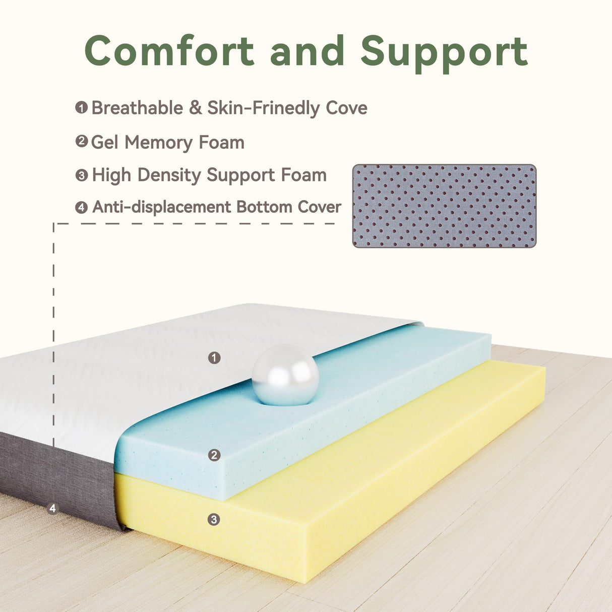 PicWooki Twin Mattress, 6 Inch Memory Foam Twin Size Mattress in a Box with Washable Removable Cover, Soft and Comfortable, Pressure Relief, Medium Firmness PicWooki