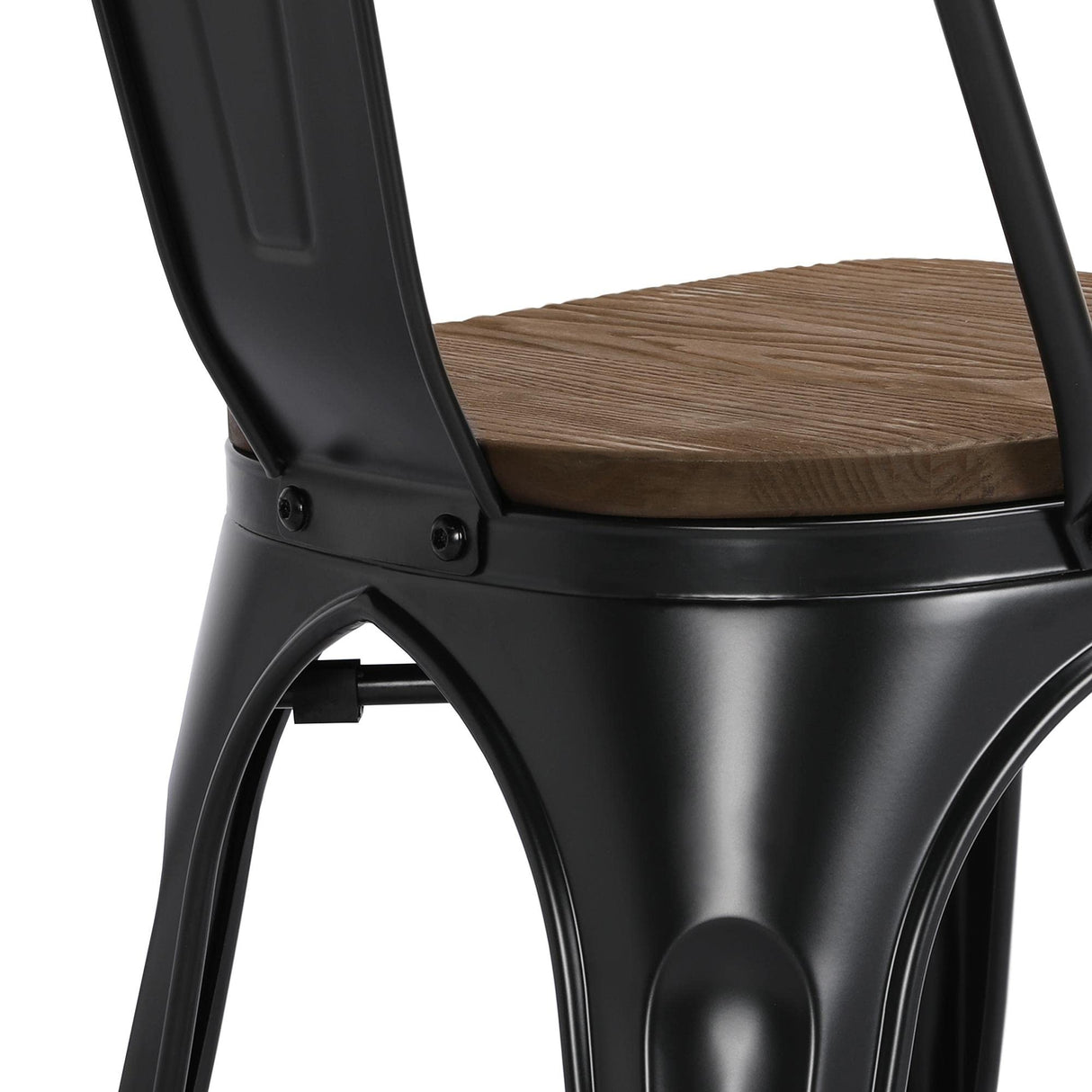 Yaheetech 18 Inch Classic Iron Metal Dining Chair with Wood Top/Seat Indoor-Outdoor Use Chic Dining Bistro Cafe Side Barstool Bar Chair Coffee Chair Set of 4 Black Yaheetech