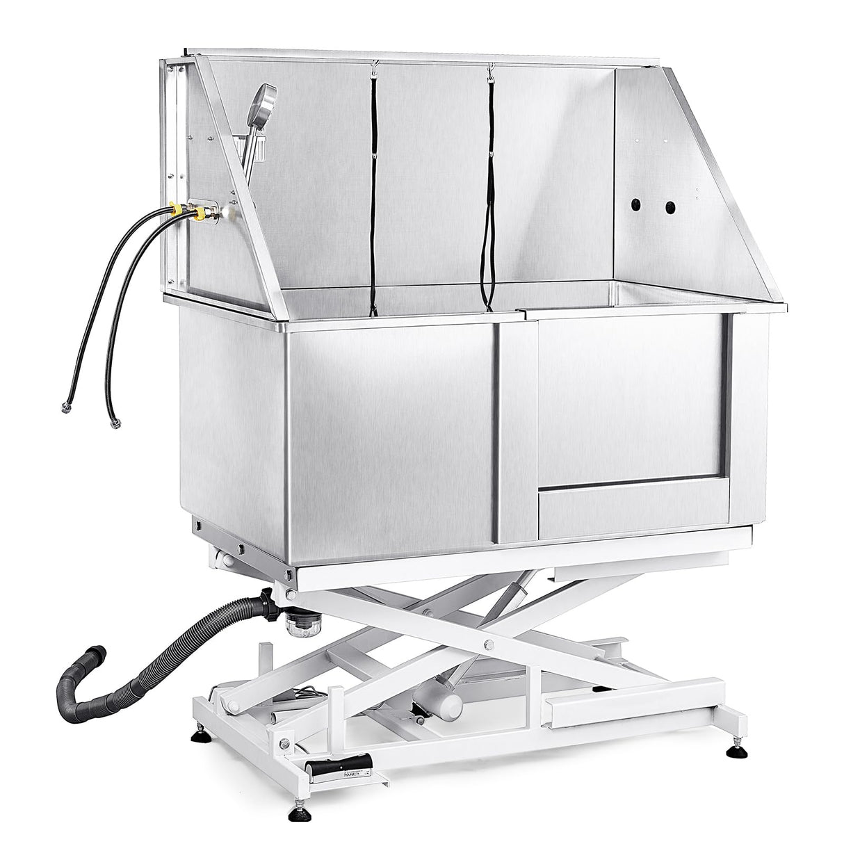 Happybuy 50" Pet Dog Bathing Station with Electric Height Adjustment, Stainless Steel Dog Grooming Tub with Soap Box, Faucet, Accessories, Bathtub for Multiple Pets, Home Washing Sink (Right Side) Happybuy