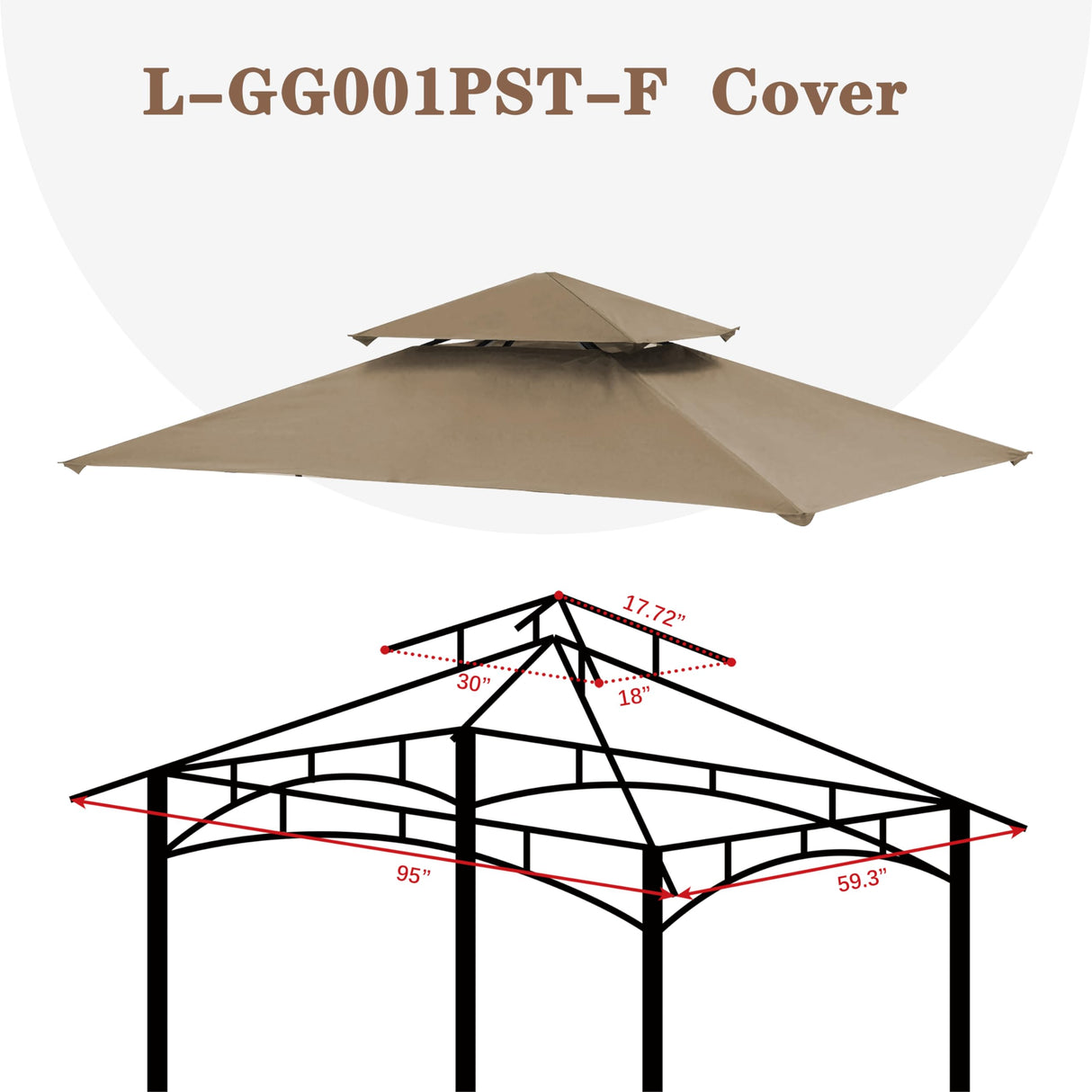 SCOCANOPY 8x5FT Replacement Canopy Grill BBQ Gazebo Roof Top, for Gazebo Model L-GG001PST-F,(Khaki) SCOCANOPY
