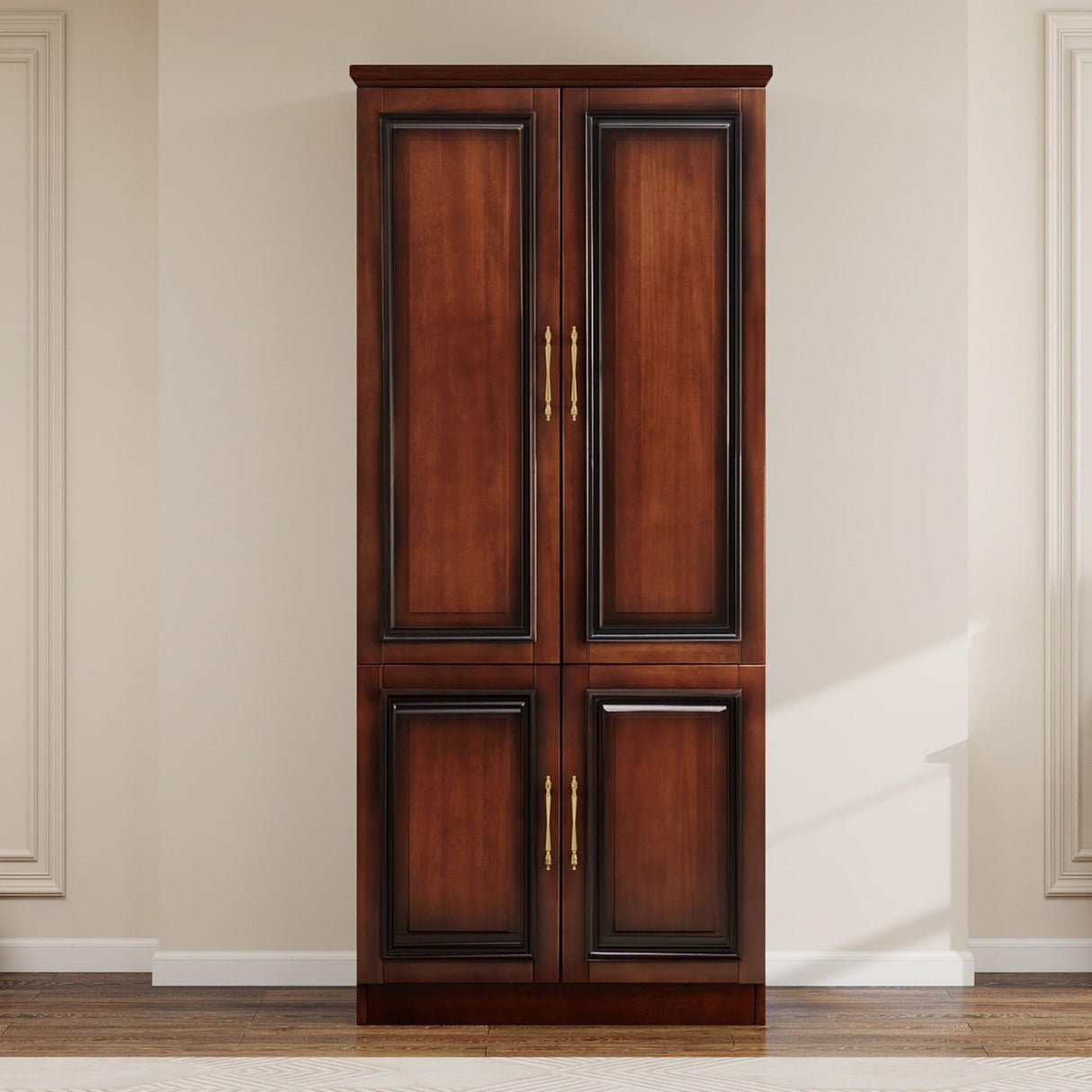 Tafeumob Solid Wood Armoire Wardrobe: Small Classic 2 Doors Solid Wood Bedroom Armoires with Hangingrod Clothes Cabinet Storage Cherry Red Finish 31.26" L x 19.69" W x 70.87" H Tafeumob