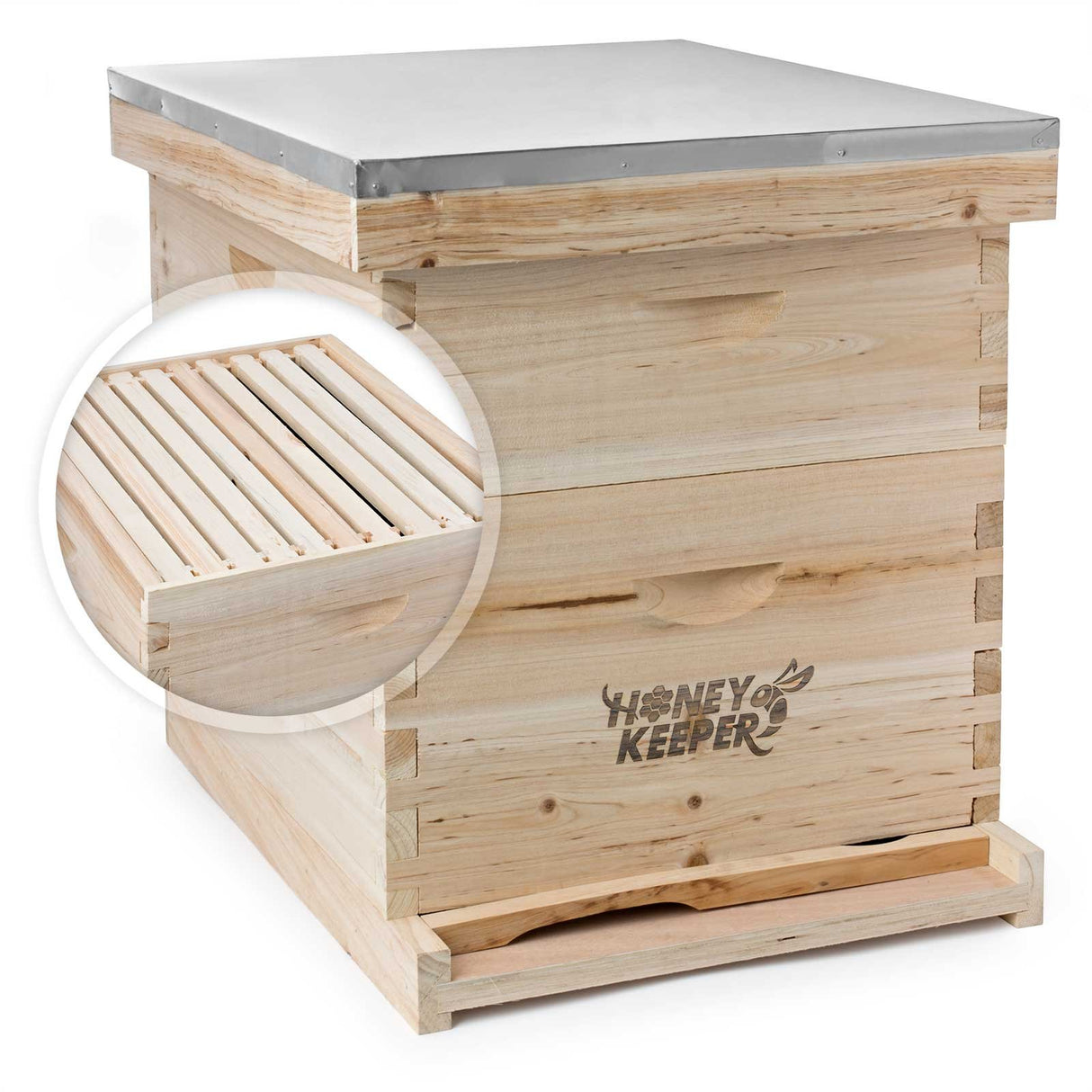 Honey Keeper Beehive 20 Frame Complete Box Kit (10 Deep and 10 Medium) with Metal Roof for Langstroth Beekeeping Honey Keeper