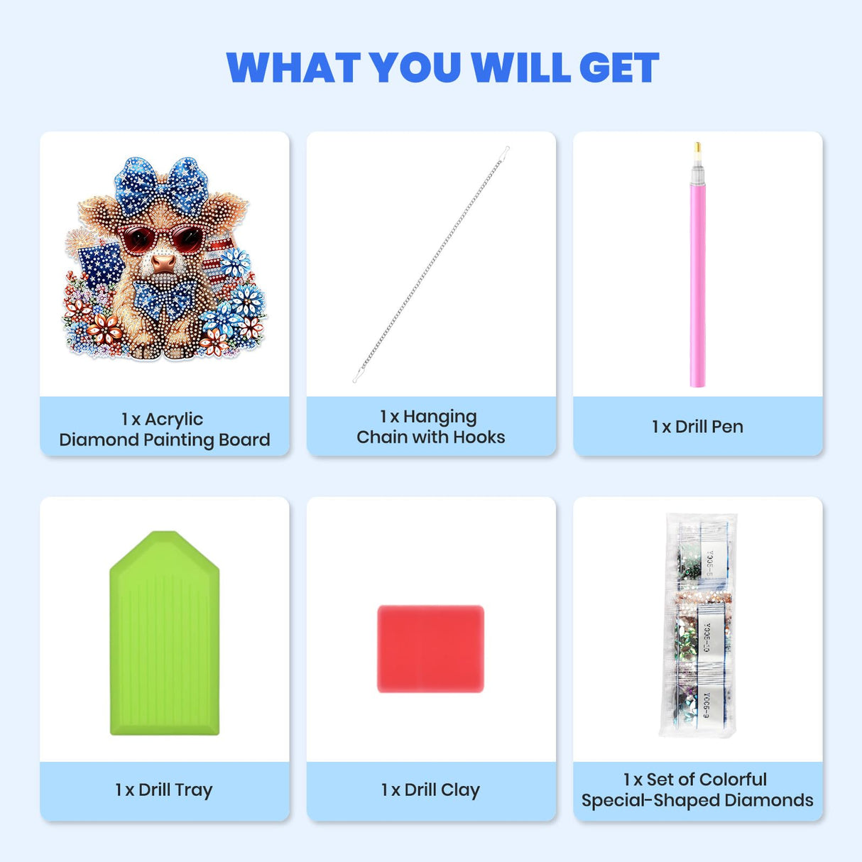 MXJSUA Highland Cow Special Shaped Hanging Diamond Painting Art Kits for Adults, Crystal Rhinestone Acrylic Gem Art Pendant Ornaments Kit for Home Decoration and Gift MXJSUA