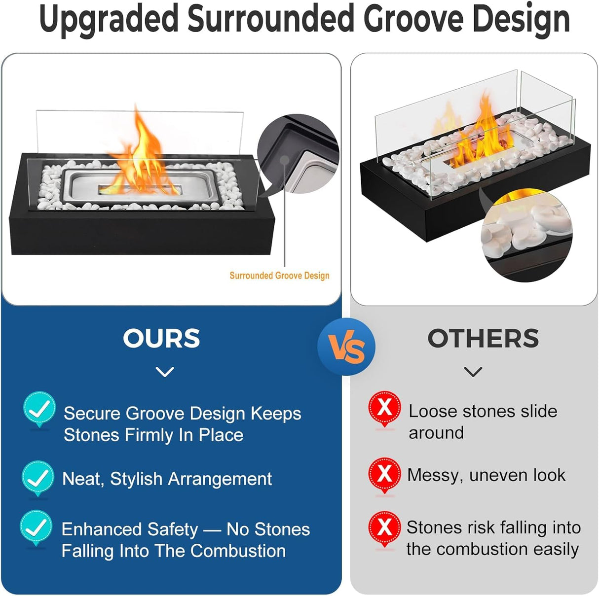 Metal Rectangle Table Top Firepit - Smores Maker Kit with 4 Roasting Sticks Indoor Tabletop Fire Pit & Outdoor Table Fireplaces, Gift for Father's Day | Modern Home Décor, Housewarming & Birthday Gift EAST FLAME