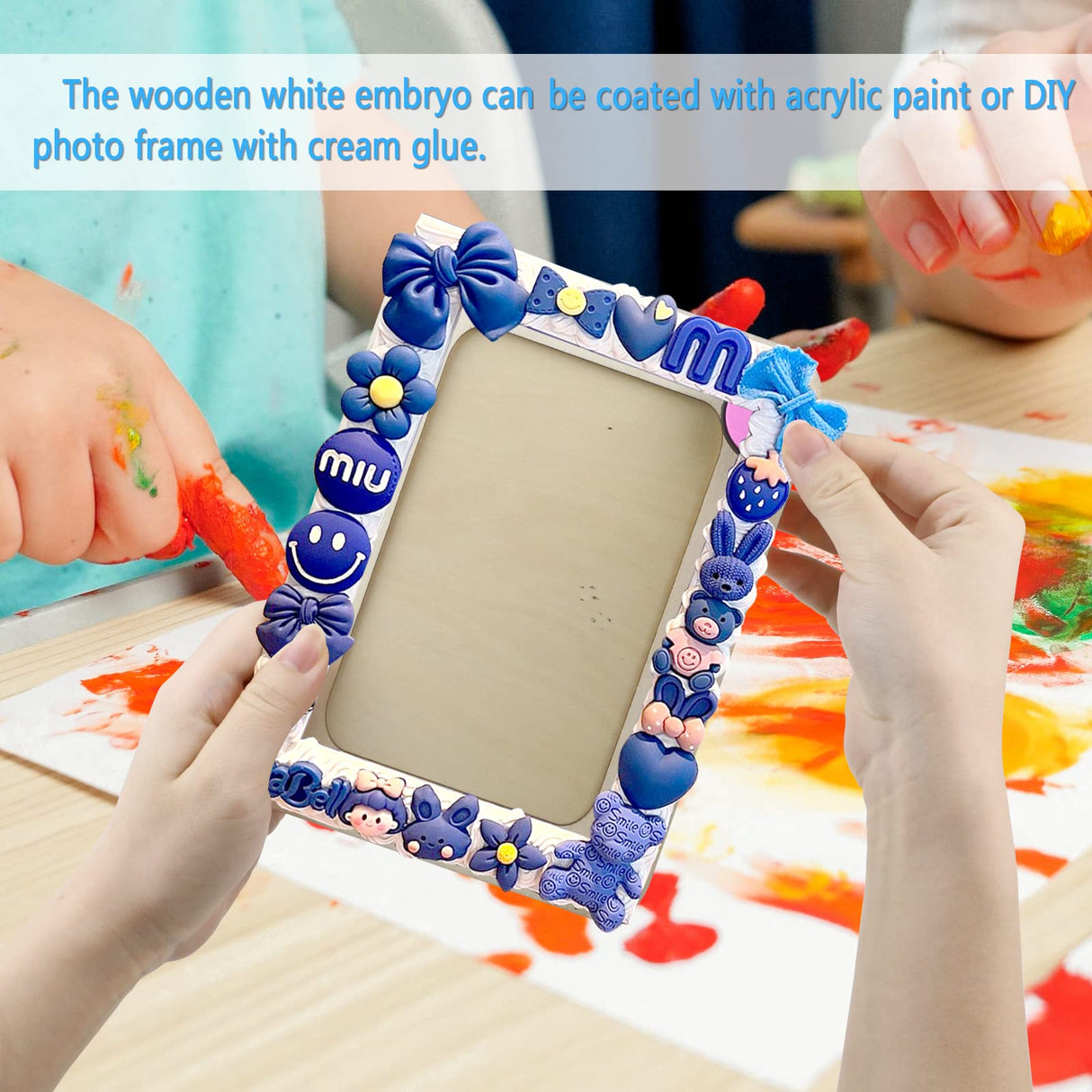Vmiapxo 10 Pack Unfinished Wooden Picture Frames for 4" x 6" Photos, Standing Postcard Picture Frame Set DIY Keepsake Kit Decoratable Coards for Halloween Thanksgiving Christmas Wedding Birthday Vmiapxo
