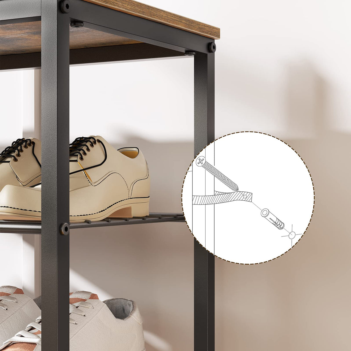 YATINEY 8 Tier Shoe Rack, Shoe Storage Organizer, Large Capacity Shoe Shelf Holds 32 Pairs of Shoes, Durable and Stable, for Entryway, Hallway, Closet, Dorm Room, Rustic Brown SS08BR YATINEY