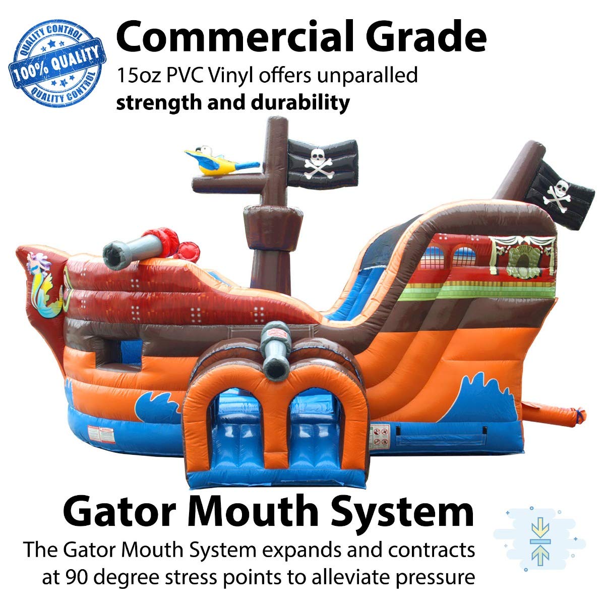 TentandTable Inflatable Bounce House with Slide for Kids 5-12 Large - Commercial Grade Bouncy House for Adults - Jump House, Includes Electric Air Blower - 19' L x 15' W x 14' H - Pirate Ship TentandTable