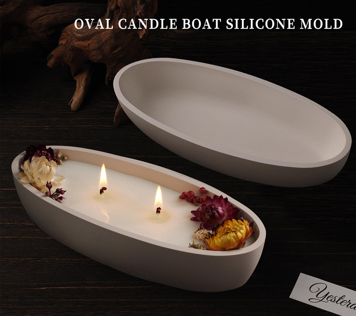 Wehous Silicone Mold Oval Bowl Resin Candle Boat Jar Epoxy Resin Storage Tray Container DIY Succulent Planter Cement Art Craft Jewelry Trinket Candy Holder Decor Wehous