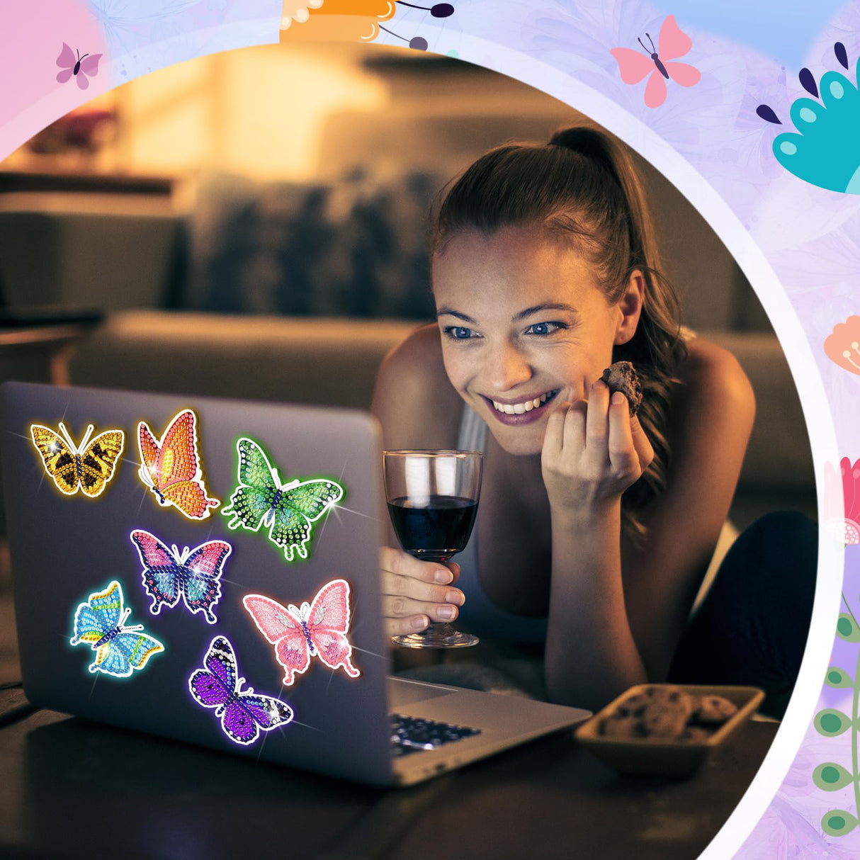 Outus 30 Pcs Luminous Butterfly Diamond Painting Magnets Butterfly Diamond Art Kits for Refrigerator Spring Fridge Magnet Stickers for DIY Craft Home Decors Outus