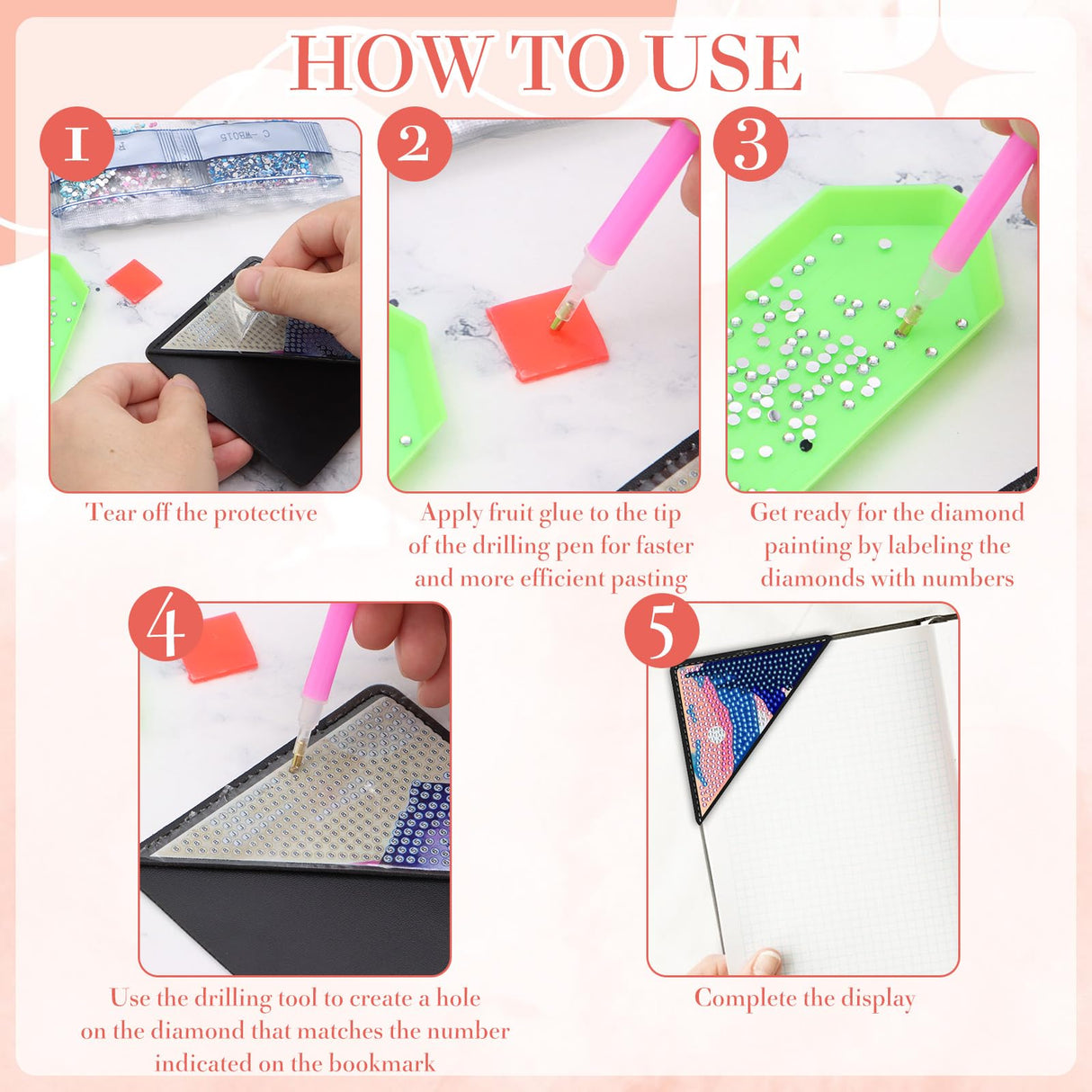 ZYNERY 8 Pcs Diamond Painting Bookmark Kits, Diamond Art Bookmarks for Adults, 5d Diamond Painting Corner Bookmark, Diamond Painting Kits for Beginners, DIY Bookmarks for Birthday, Christmas Gift ZYNERY