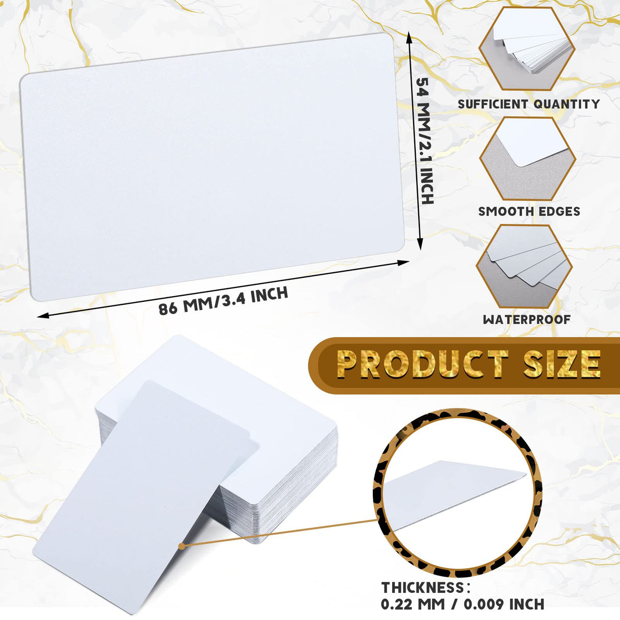 Ctosree 500 Pcs White Sublimation Metal Business Card Blanks 0.22 mm Aluminum Blanks Name Card 3.39 x 2.13 Inch Thick Aluminum Alloy Sublimation Cards for Office Business Blank DIY Printing Engrave Ctosree