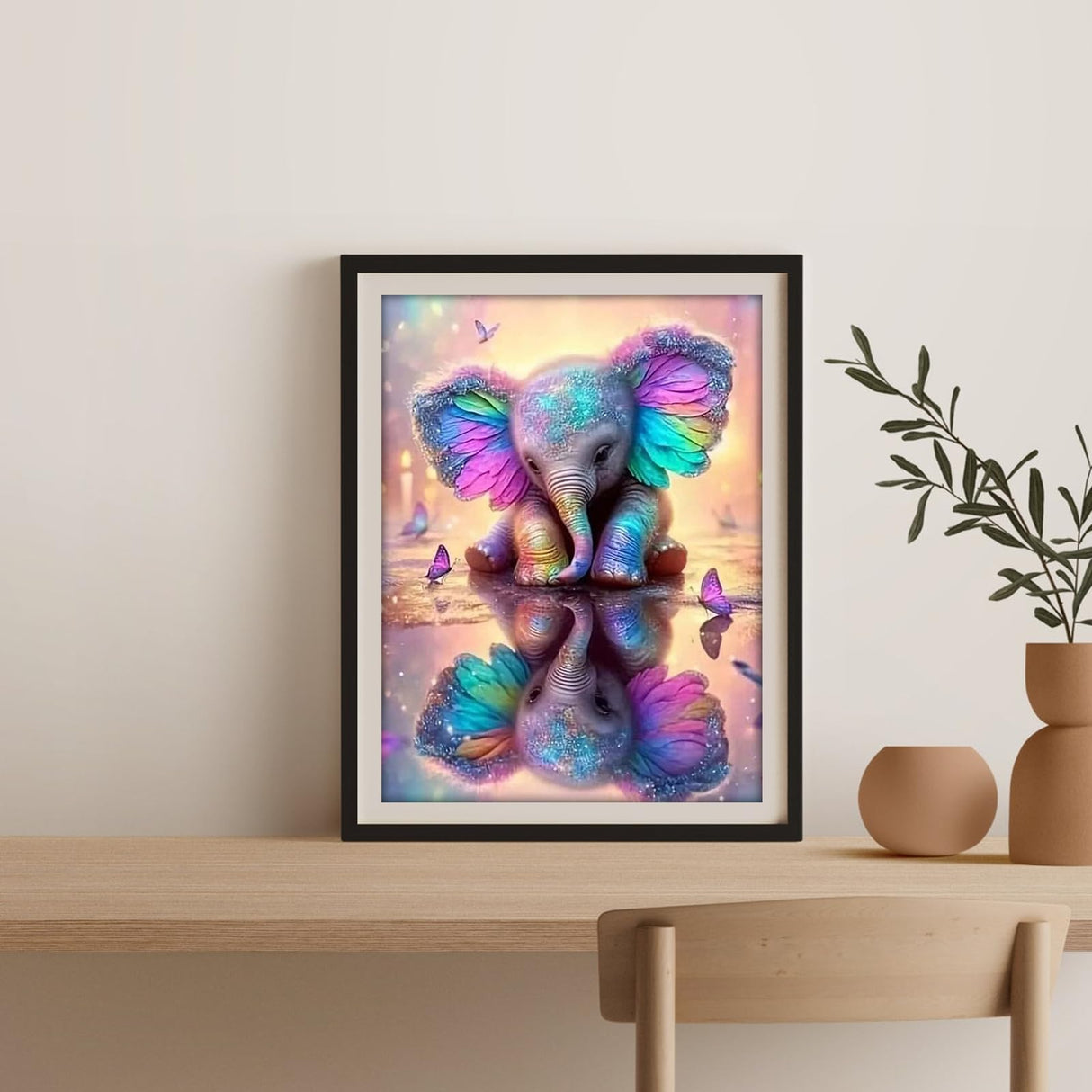 EIBEILI 5D Elephant Diamond Art Kits for Adults Beginners,DIY Butterfly Full Round Drill Diamond Painting Kits,Diamonds Dot Gem Art Crystal Easy Home Wall Decor 12x16inch EIBEILI