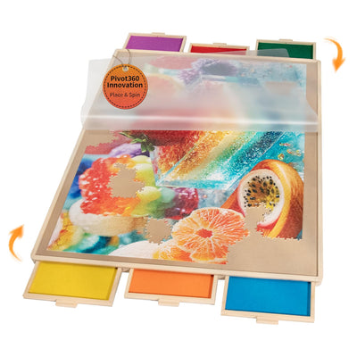 Join&Joy 1500 Piece Puzzle Board Pro, with 6 Drawers & Cover, 34" x 25", Sort-Wise Colorful Felt Drawers, Wooden Jigsaw Puzzle Board, Birthday Gifts for Mom