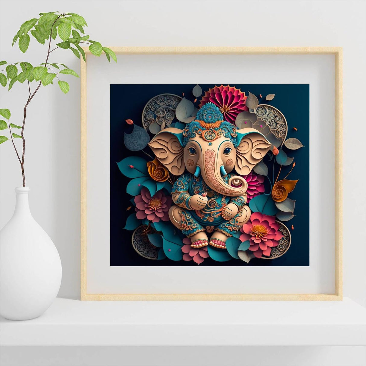 ajepon Elephant Diamond Painting Kits for Adults-Diamond Art Kits for Elephants, Hindu Elephant Gem Art Kits for Adults for Gift Home Wall Decor (14x14inch) ajepon