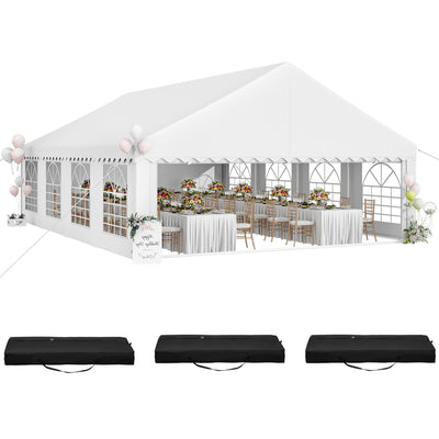 YITAHOME 20x30FT Party Tent Heavy Duty Wedding Event Shelters PVC Upgraded Galvanized Ripple Canopy with Large Roof Removable Sidewalls & 3 Storage Bags 600D Oxford Commercial, White