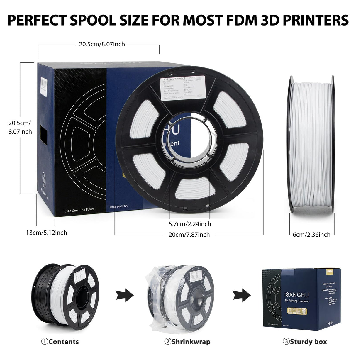 iSANGHU ASA Filament 1.75mm Bundle, UV&Heat Resistant&Weather Resistant 3D Printer Filament, Perfect for Outdoor Functional Parts, 2×1kg(4.4lbs), Black+White iSANGHU