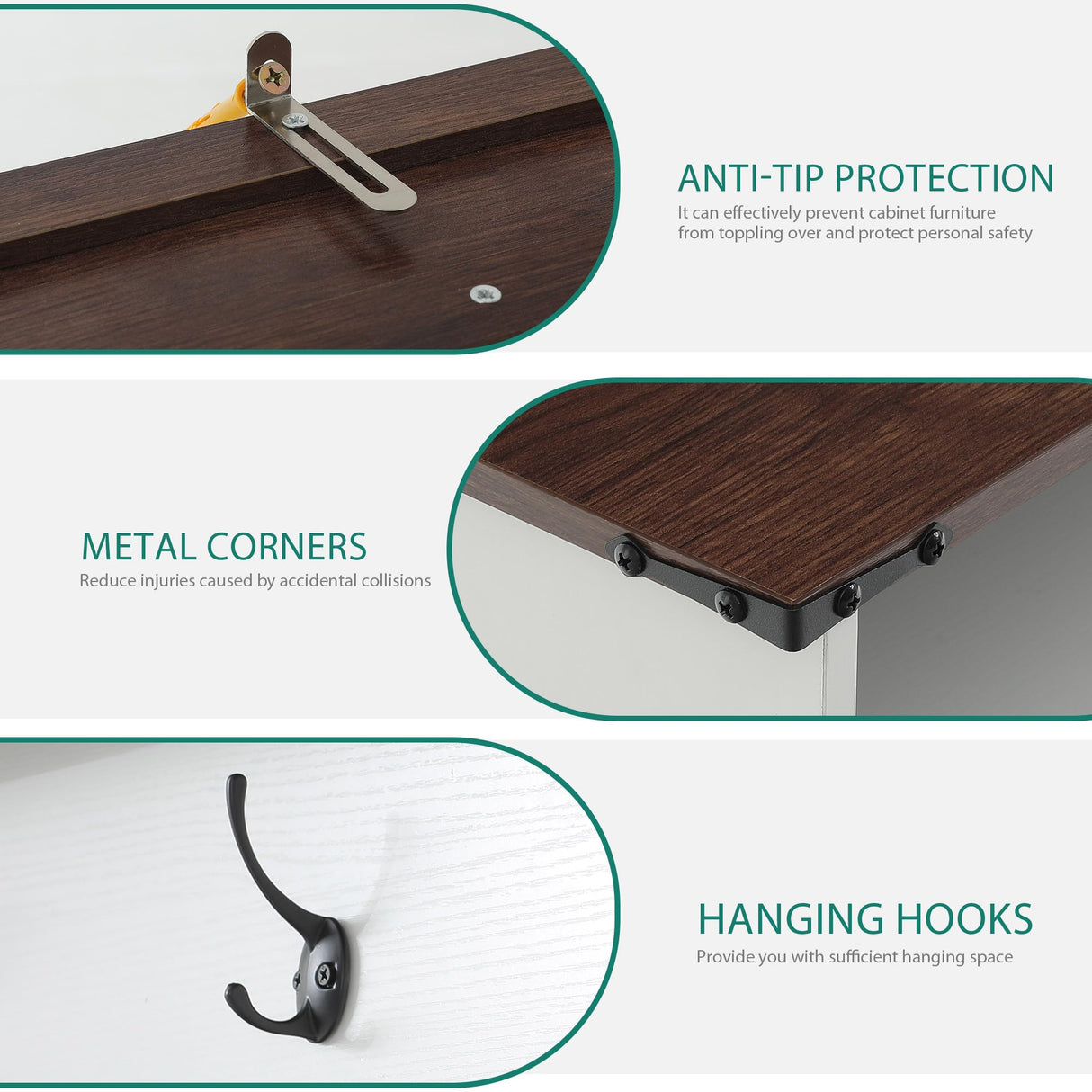 YITAHOME Hall Tree with Bench and Shoe Storage, Mudroom Storage Modern Shoe Cabinet with Bench & 9 Double Prong Hooks, for Entryway & Living Room, Walnut & Off-White YITAHOME