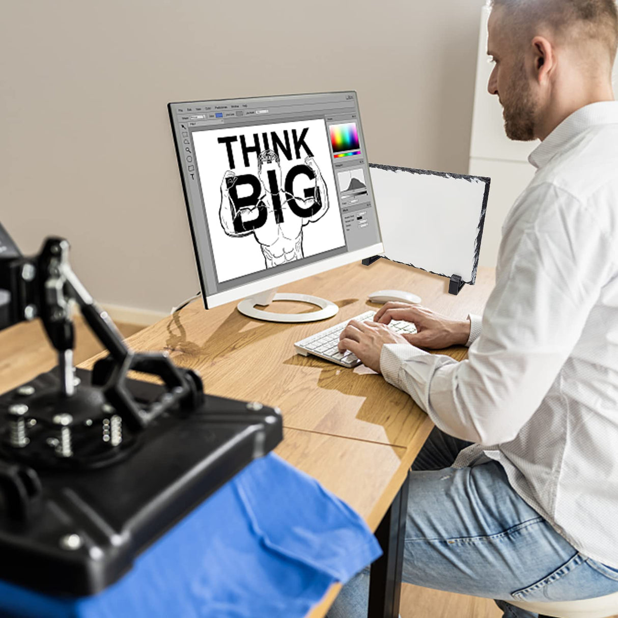 Sublimation Blank Slate Rock Stone Photo Frame, DIY Heat Transfer Picture Frame with Display Holder Personalized Customized Photo Frame Novelty for Heat Press Machine, Wedding, Birthday (1 PCS) itechpanda