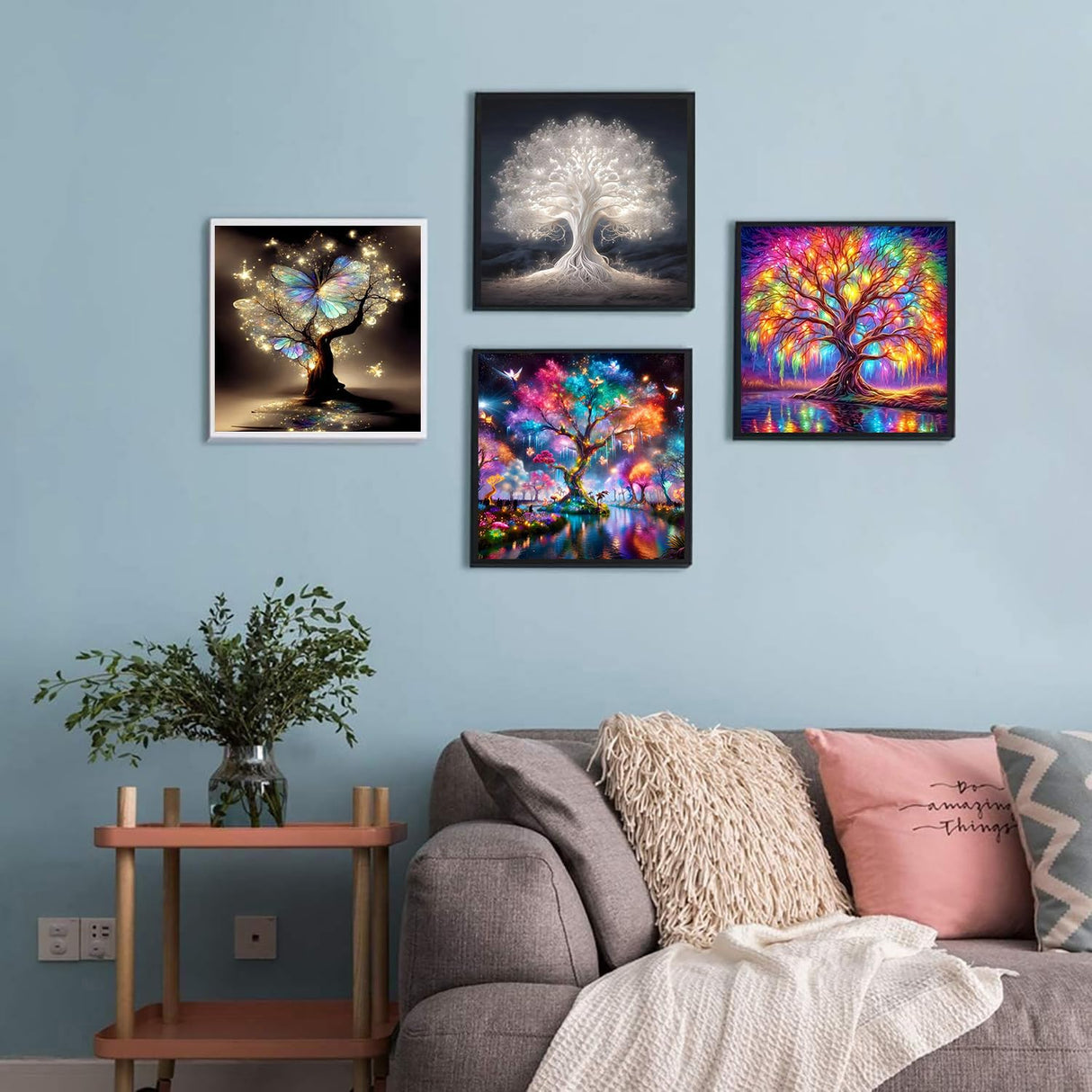 Meothan Diamond Art Kits for Adults, 4 Pack Diamond Painting Kits for Adults, 5D Round Full Drill Paint with Diamond Dots Art Crafts Painting Kit for Home Wall Decor Gift 12x12in (Tree of Life) Meothan