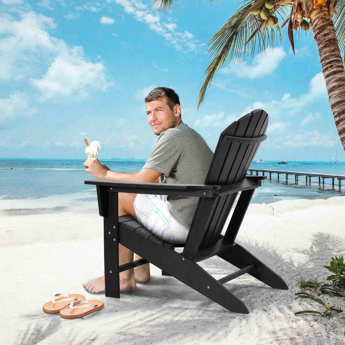 wildformers Adirondack Chair, Set of 2, Weatherproof Outdoor Fire Pit Chair, Perfect for Patio, Porch, Deck, and Garden, Black wildformers