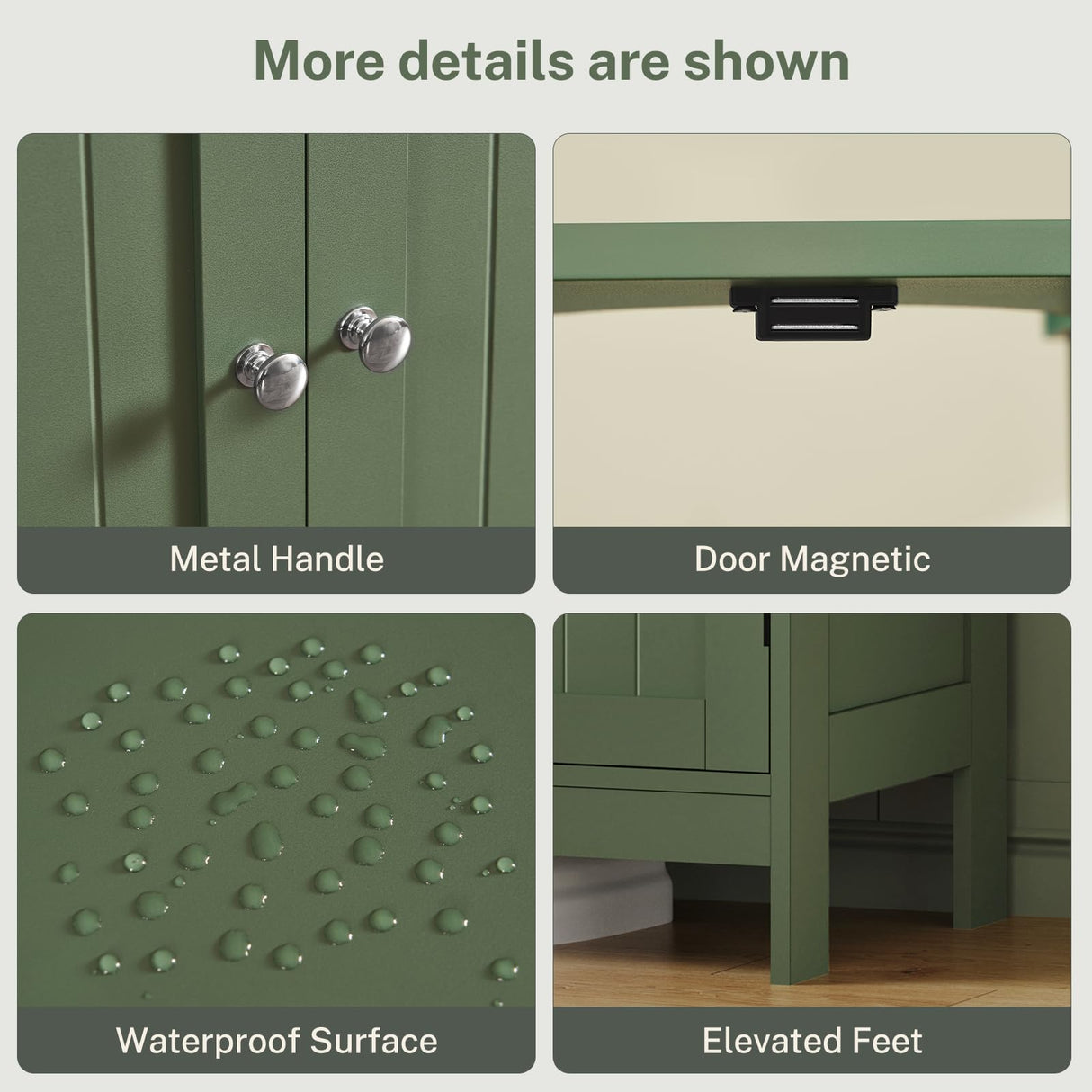 TEENFON Pedestal Sink Storage Cabinet, Under Sink Cabinet with 2 Doors & Storage Shelf, Under Bathroom Organizer for Bathroom, Forest Green TEENFON