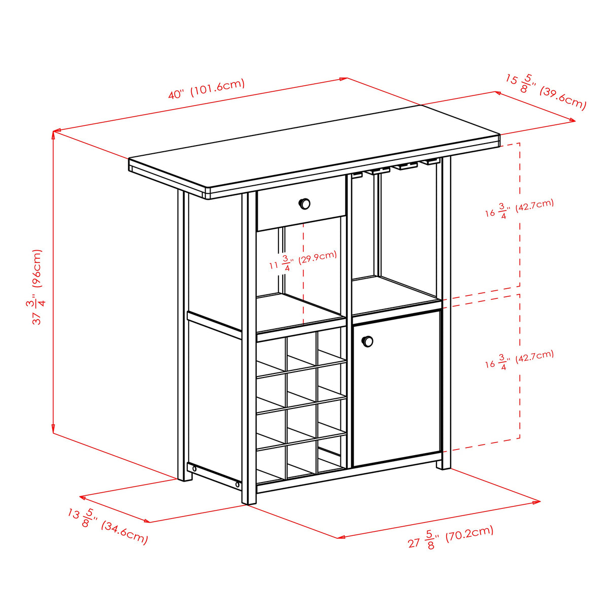 Winsome Macon Bar Wine Cabinet, Espresso Winsome