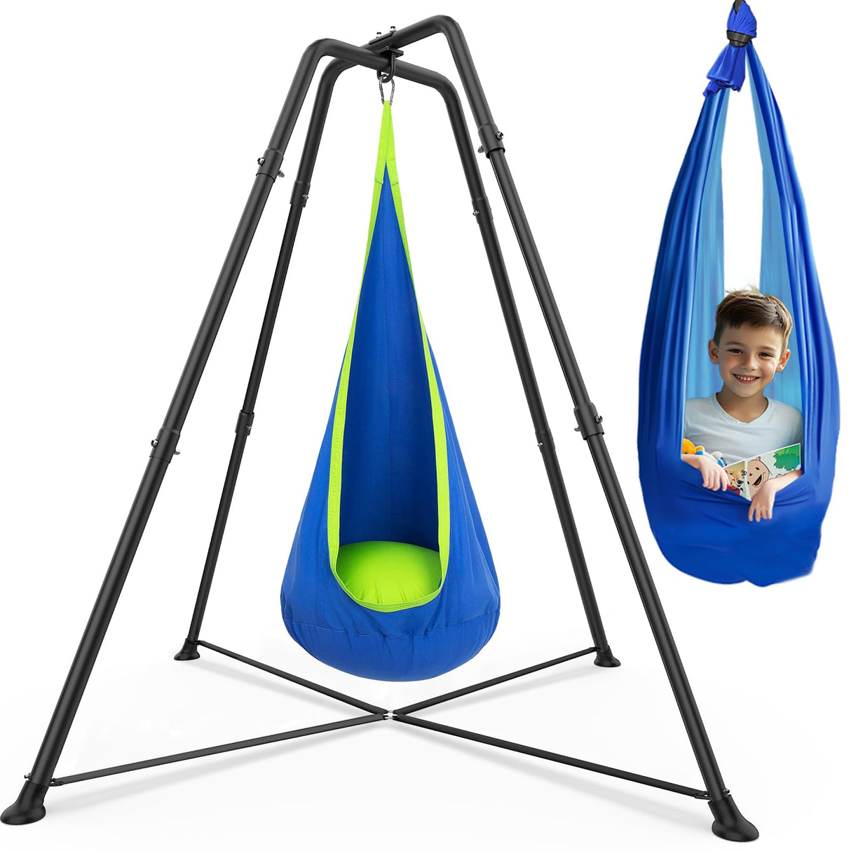 Swing Stand Frame with Sensory/Pod Chair, X-Shaped Swing Set, Metal Hammock Chair Stand for for Kids and Adults Indoor and Outdoor 350LBS G TALECO GEAR