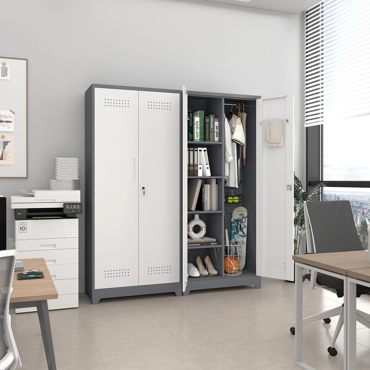 IRONFFICE 72.8" H Metal Storage Cabinet for Brooms,Broom Closet Storage Cabinet,Utility Cabinet for Brooms and Mops,Laundry Room Closet Storage Cabinets IRONFFICE