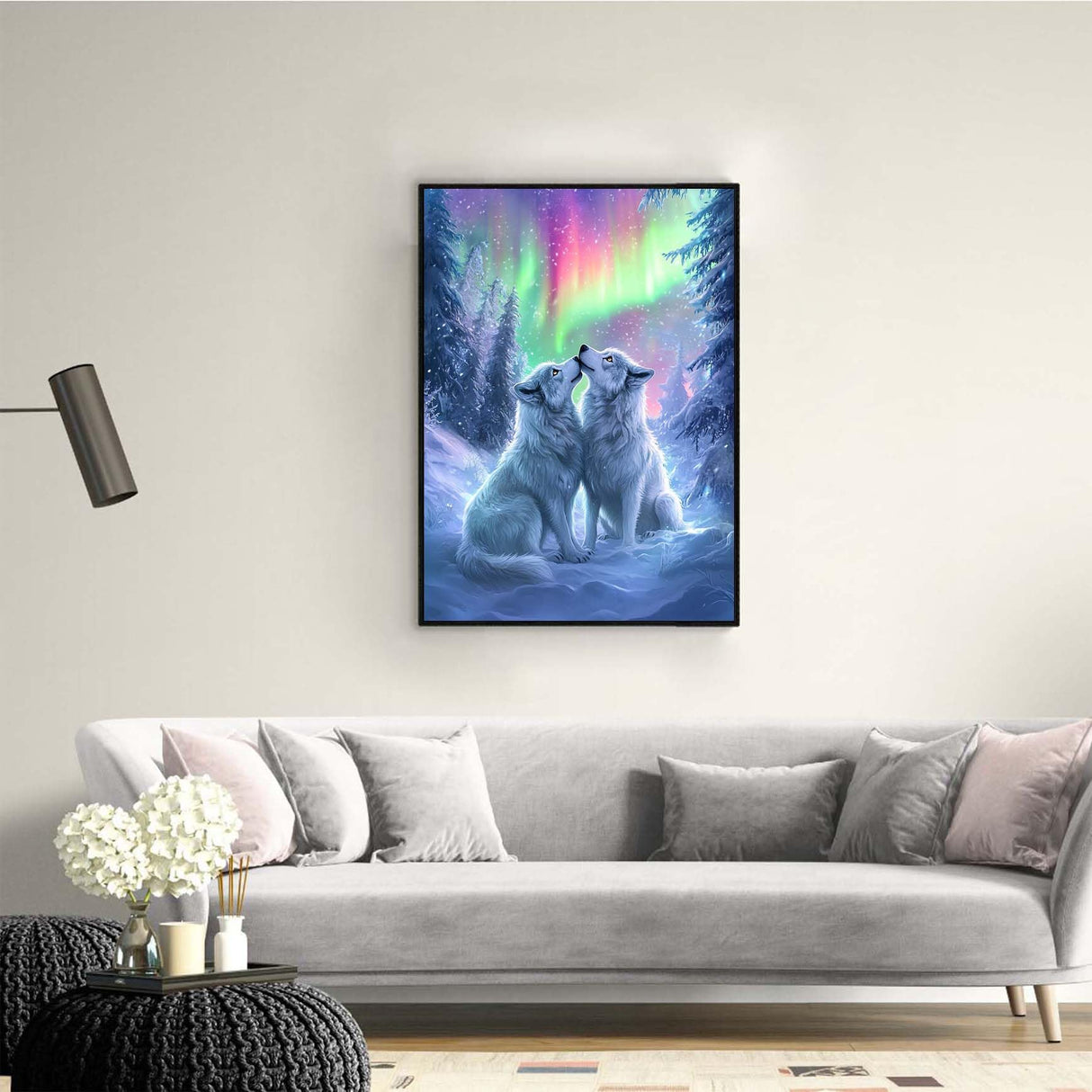 Ginfonr DIY 5D Diamond Art Kits for Adults, Wolf Diamond Painting for Adults, Diamond Art Winter Full Drill, Diamond Art Kits Embroidery Rhinestone Craft for Home Wall Decor 12x16 Inch Ginfonr