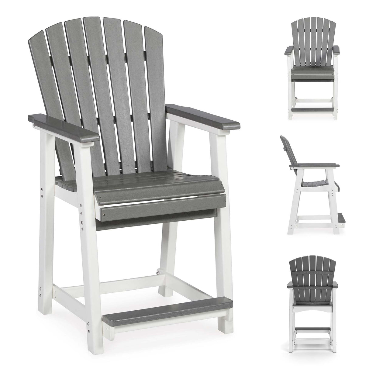 Signature Design by Ashley Outdoor Transville HDPE Patio Barstool, 2 Count, Gray Signature Design by Ashley