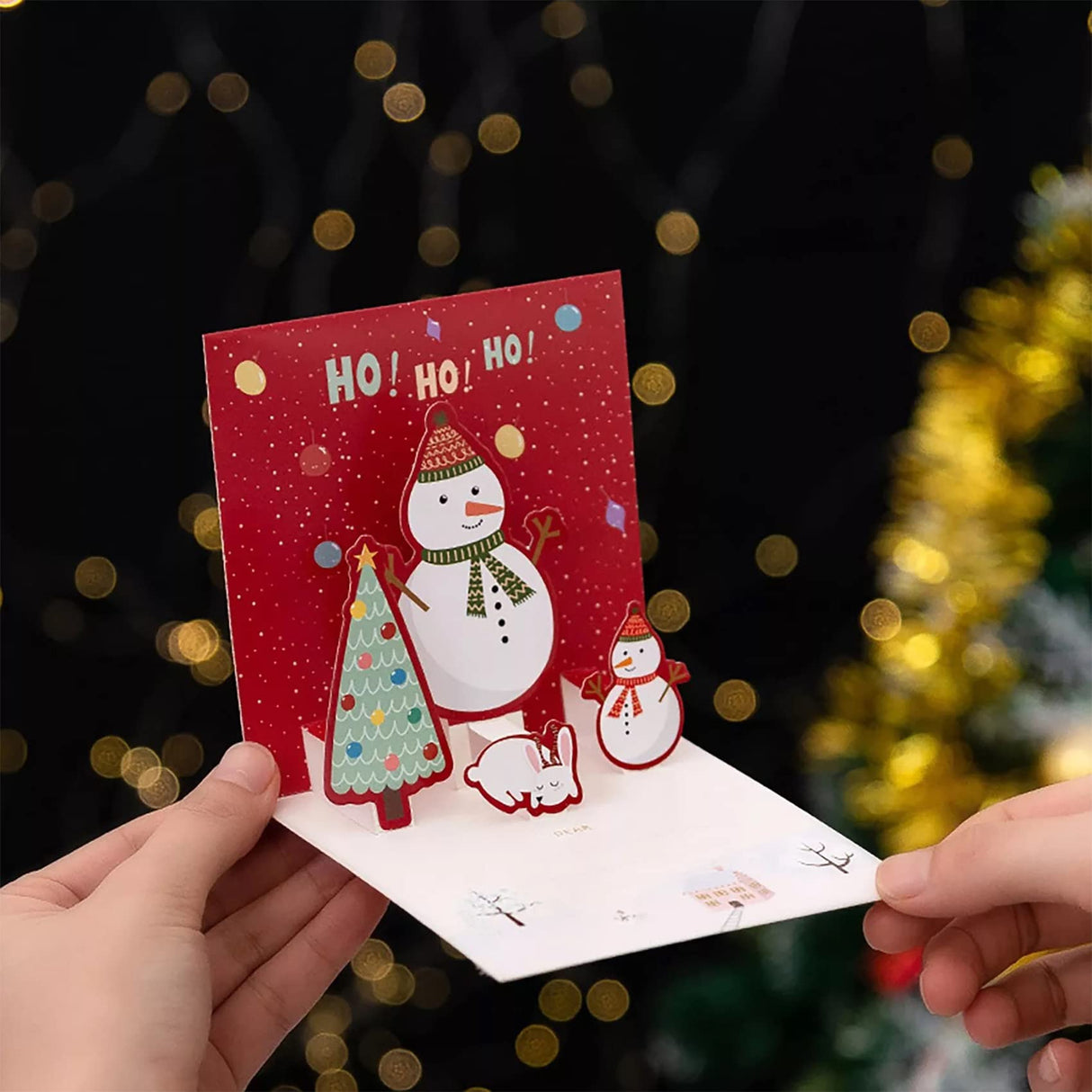 EMPCYDIA Christmas Cards, 6 Pack Small Pop Up Christmas Gift Card with Envelopes Stickers, 3D Cute Holiday Greeting Cards Santa Snowman Reindeer Xmas Tree Bulk Set Xmas Card for Kids 4.3x4.3inch EMPCYDIA