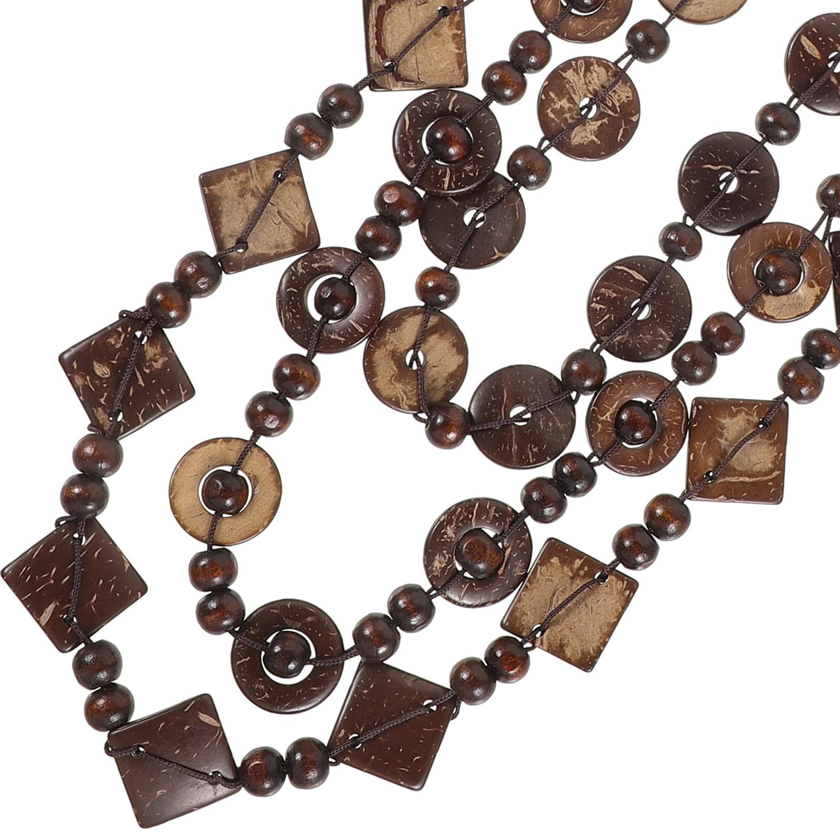 Happyyami 3- Layered Statement Necklace Womens Bohemia Choker Necklaces Multicolor Fashion Wood Bead Necklace Happyyami