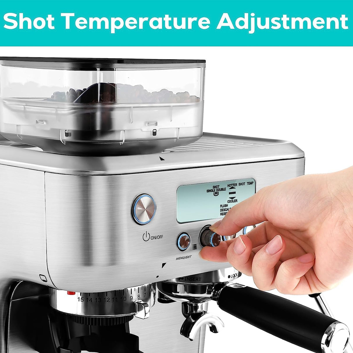 CASABREWS Espresso Machine with Grinder, Professional Coffee Maker with Milk Frother Steam Wand, Barista-Quality Cappuccino Latte Machine with LCD Display, Great for Coffee Enthusiasts CASABREWS