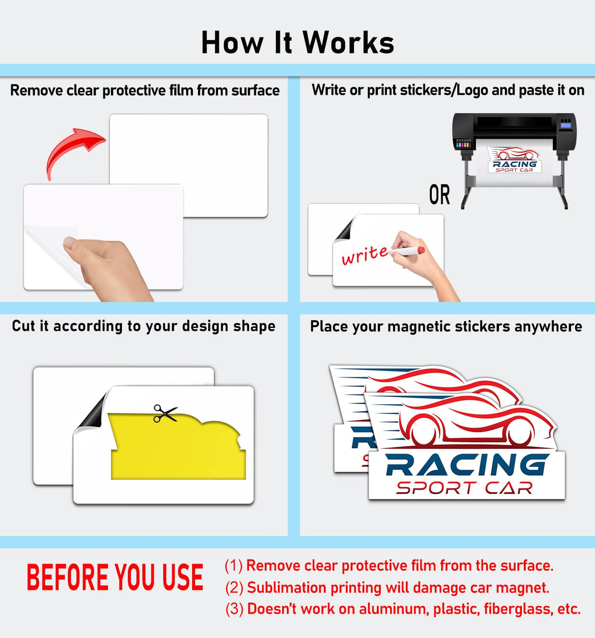 KLSKKJ Blank Car Magnets with 40 mils, 2 Pack 17” x 12” Car Magnets and Decals, Rounded Corners Blank White Car Door Magnet, Magnetic Signs for Vehicles to Advertise Business and Company Logo… KLSKKJ