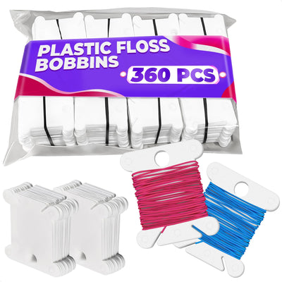 360 Pcs Embroidery Floss Bobbins - Lightweight, Durable Plastic Embroidery Floss Organizer with Hanging Holes, Thread Slits - Optimal Size, Reusable Design for Neat and Easy Storage and Organization