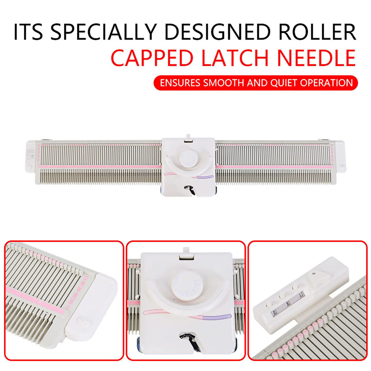 LK150 6.5mm Mid Gauge Plastic Domestic Knitting Machine Includes Yarn Needles Accessories for Adults/Kids Walfront