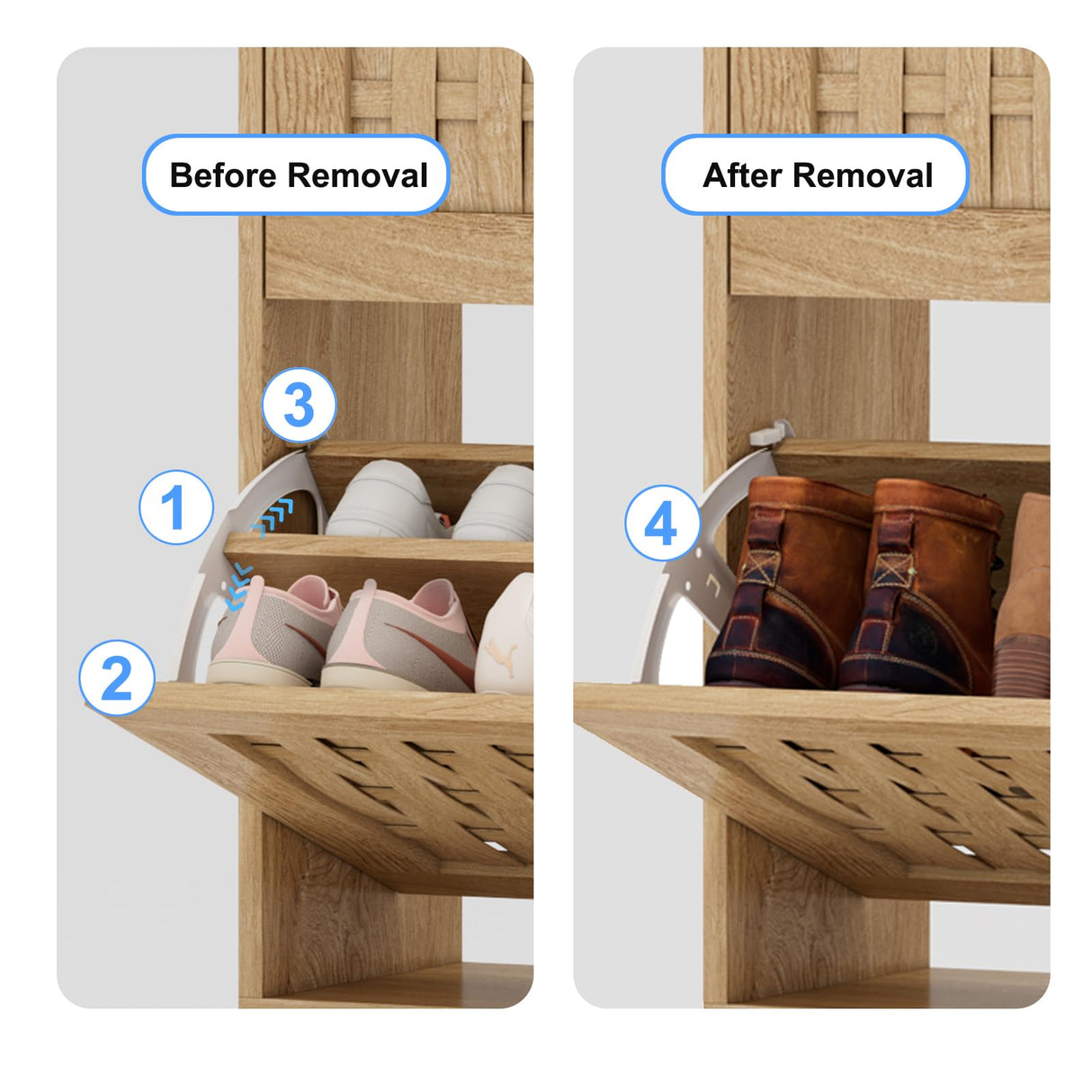 Aingli Shoe Cabinet Shoes Storage Cabinet Narrow Shoe Rack Cabinet Breathable MDF Shoe Cabinet Freestanding Organizer with 2 Flip Drawers Metal Legs for Entryway Aingli