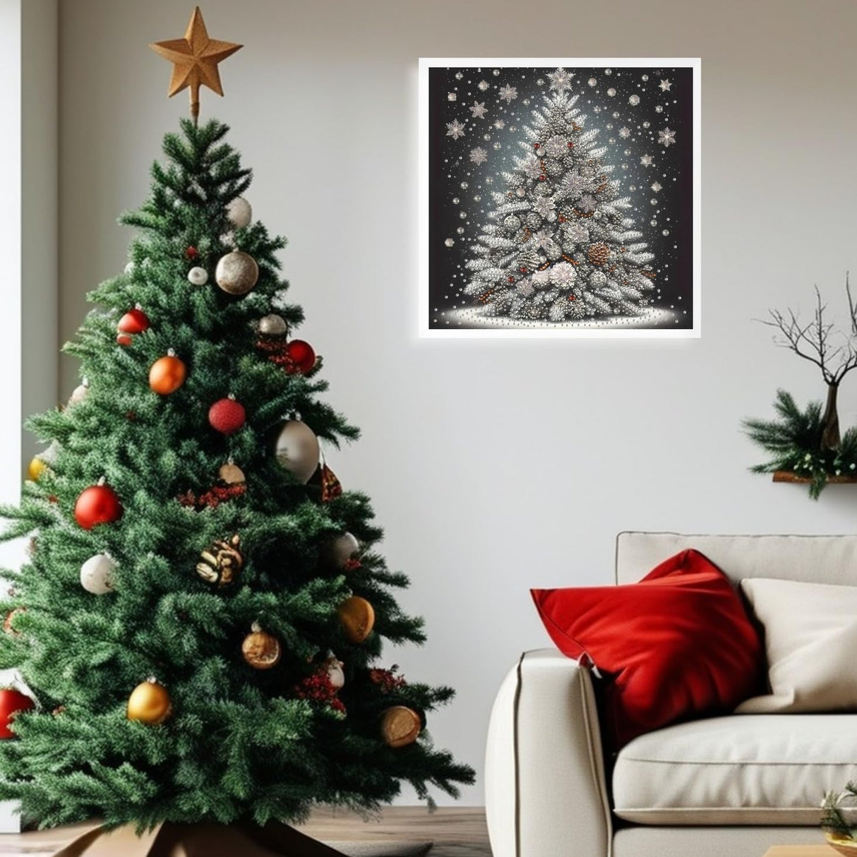 5D Christmas Diamond Art Kits for Adults, Christmas Tree Diamond Painting Kits for Beginners, DIY Special Shaped Paint by Diamonds Crystal Gem Art Painting Kit, for Home Wall Decor 11.8x11.8inch GXGLLPZBY