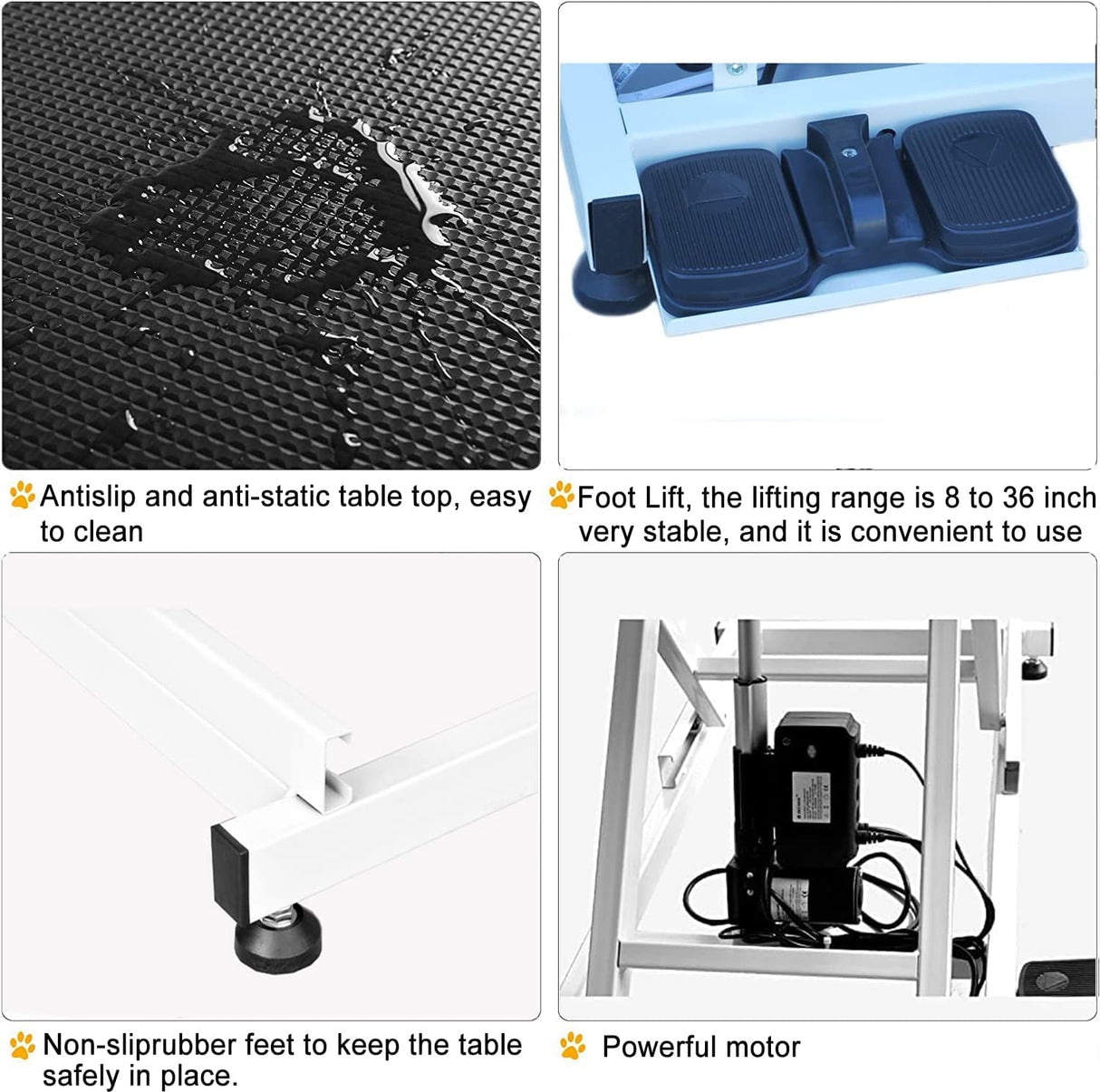 mydearpet Electric Dog Pet Grooming Table for Large Dogs, Heavy Duty X Lift Pet Grooming Table, Height Adjustable with Double Arms and Non-Slip Rubber Tabletop, 50''/White mydearpet