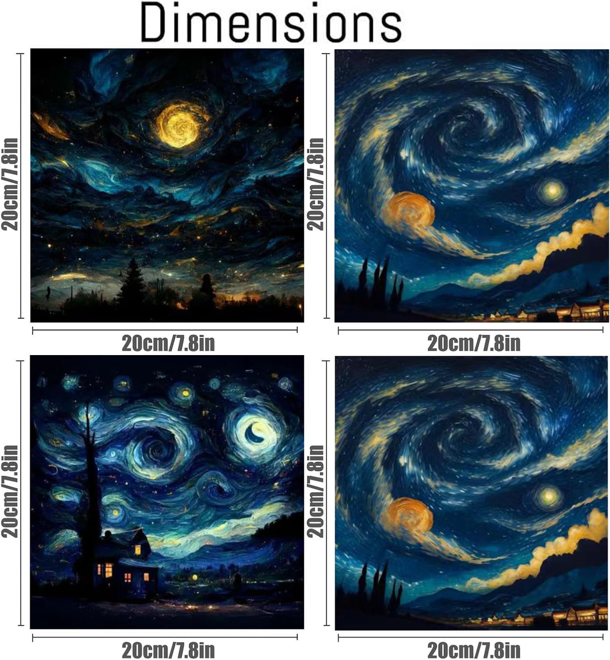 hyzsj 4 Pack Paint by Numbers Kit for Adults with Frame,Moon Paint by Numbers for Adults, Paint by Number with Easel, DIY Starry Sky Paint by Number Kits for Home Wall Decor(7.87x7.87inch hyzsj