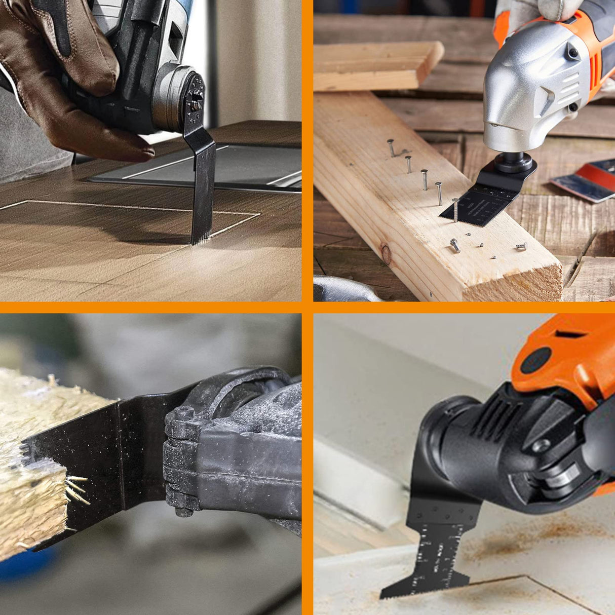 Kyoffiie 100Pcs Oscillating Saw Blades, Quick Release Multi Tool Blades Kits Universal Oscillating Tool Blades Wood Plastic Multitool Blades Compatible with Dewalt, Ryobi, Makita, Bosch, Craftsman Kyoffiie