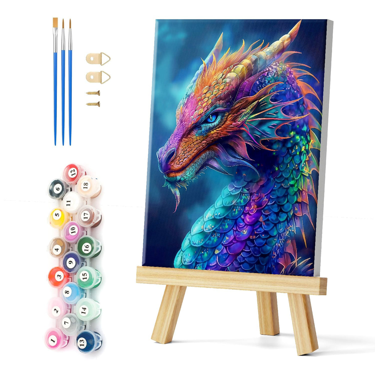 Natuyalo Framed Paint by Numbers for Adults Beginner, Dragon Acrylic Easy Paint by Numbers Kits with Frame Animals Art Craft Kits for Adults Suitable for Wall Decoration 12x16 Inch Natuyalo