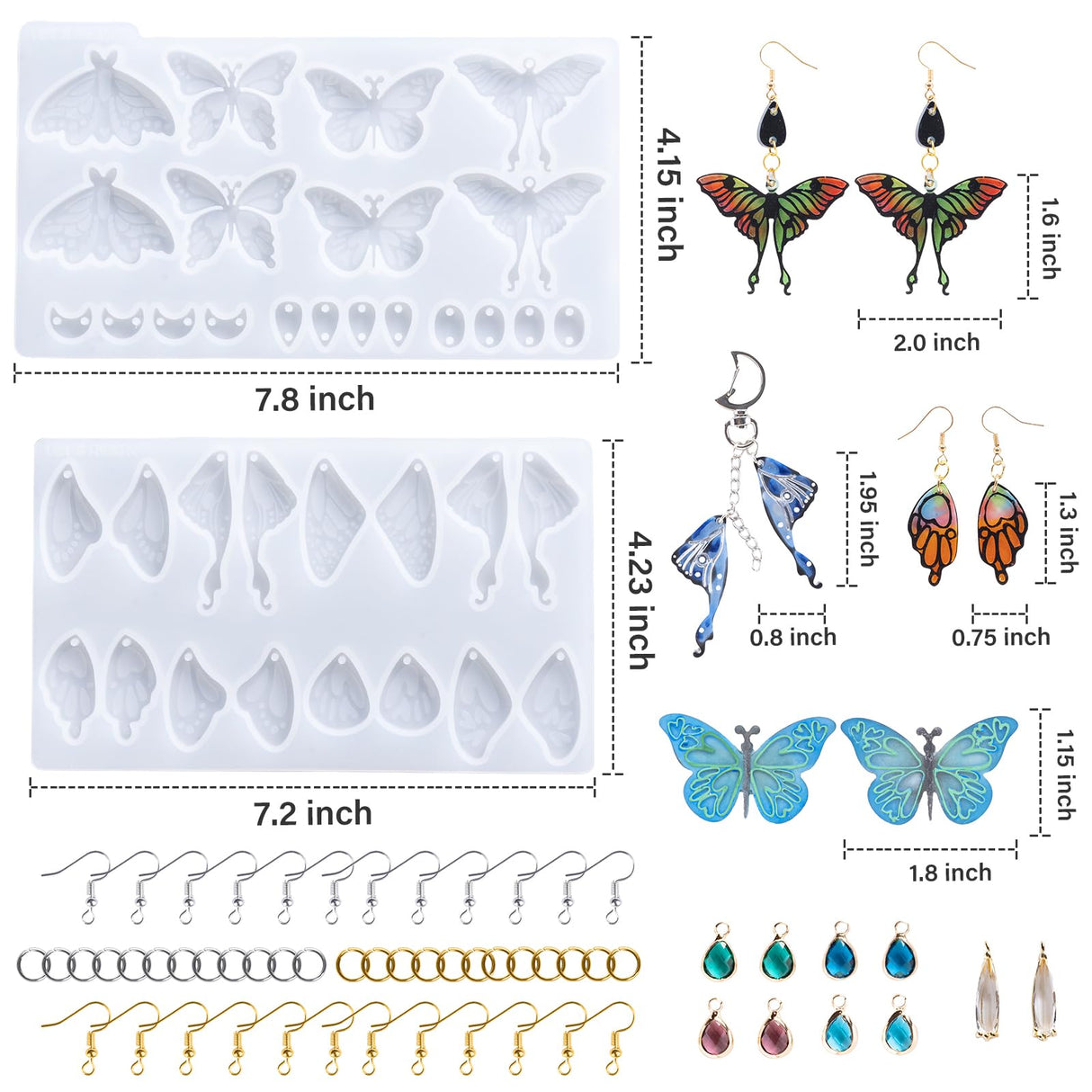 LET'S RESIN Resin Earring Molds, 2 Pcs Resin Molds Silicone with Butterfly Moth Wings Shapes, Silicone Molds for Resin Jewelry, DIY Art Craft LET'S RESIN