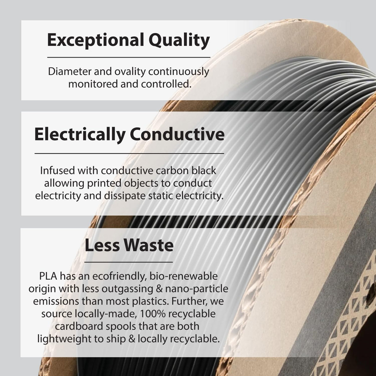 Protopasta Electrically Conductive Composite Black PLA 3D Printer Filament for Electrically Conductive 3D Prints | Easy Printing with Low Warp | 1.75mm Filament | 500g with Recyclable Cardboard Spool Proto-Pasta