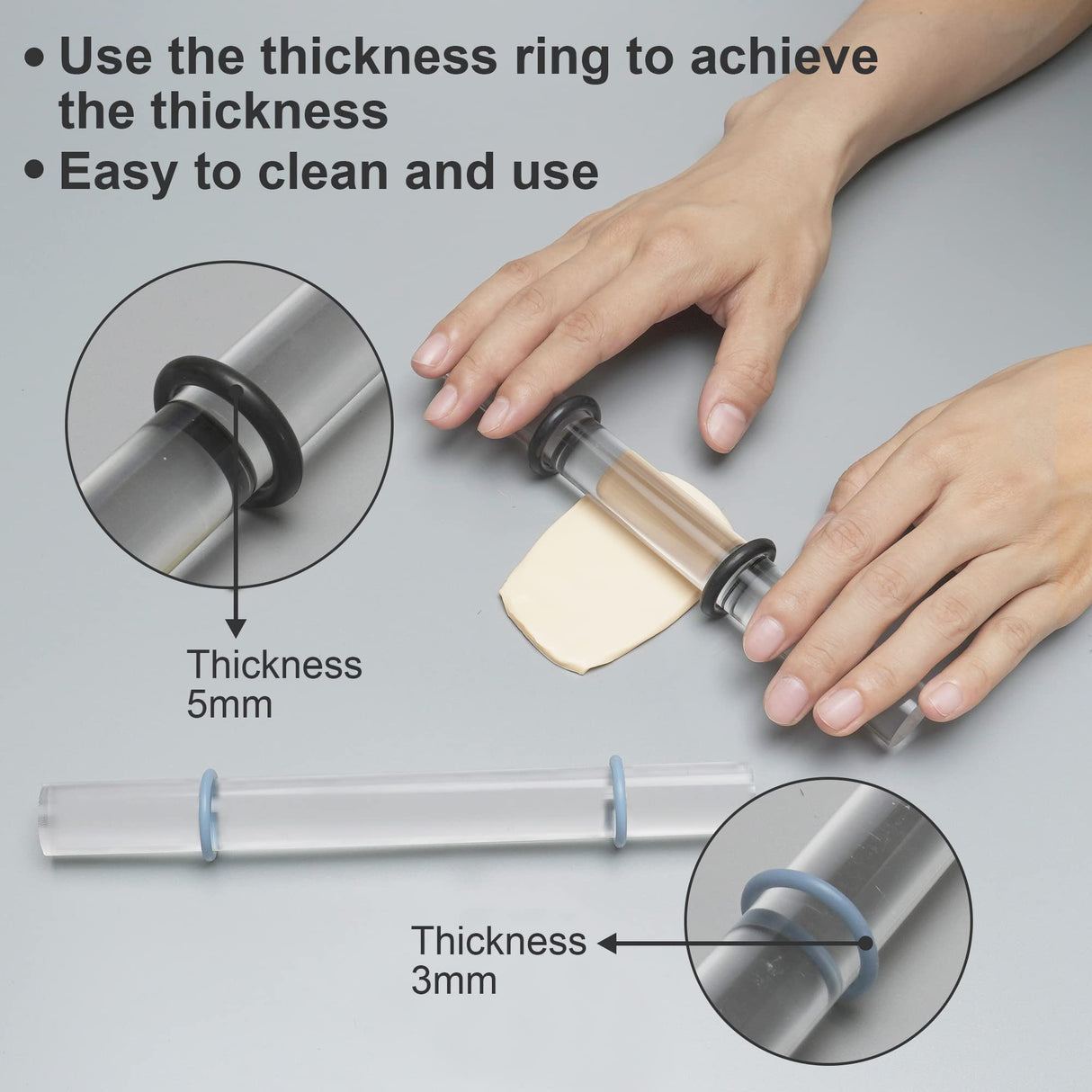 14 Polymer Clay Tools Acrylic Roller Clay Rolling Pin with Thickness Rings Tissue Blade Sculpting Earring Making Kit Supplies Slicer Knife Dotting Tool Jewelry Accessories Mini Cutters Press DIYOOHOMY