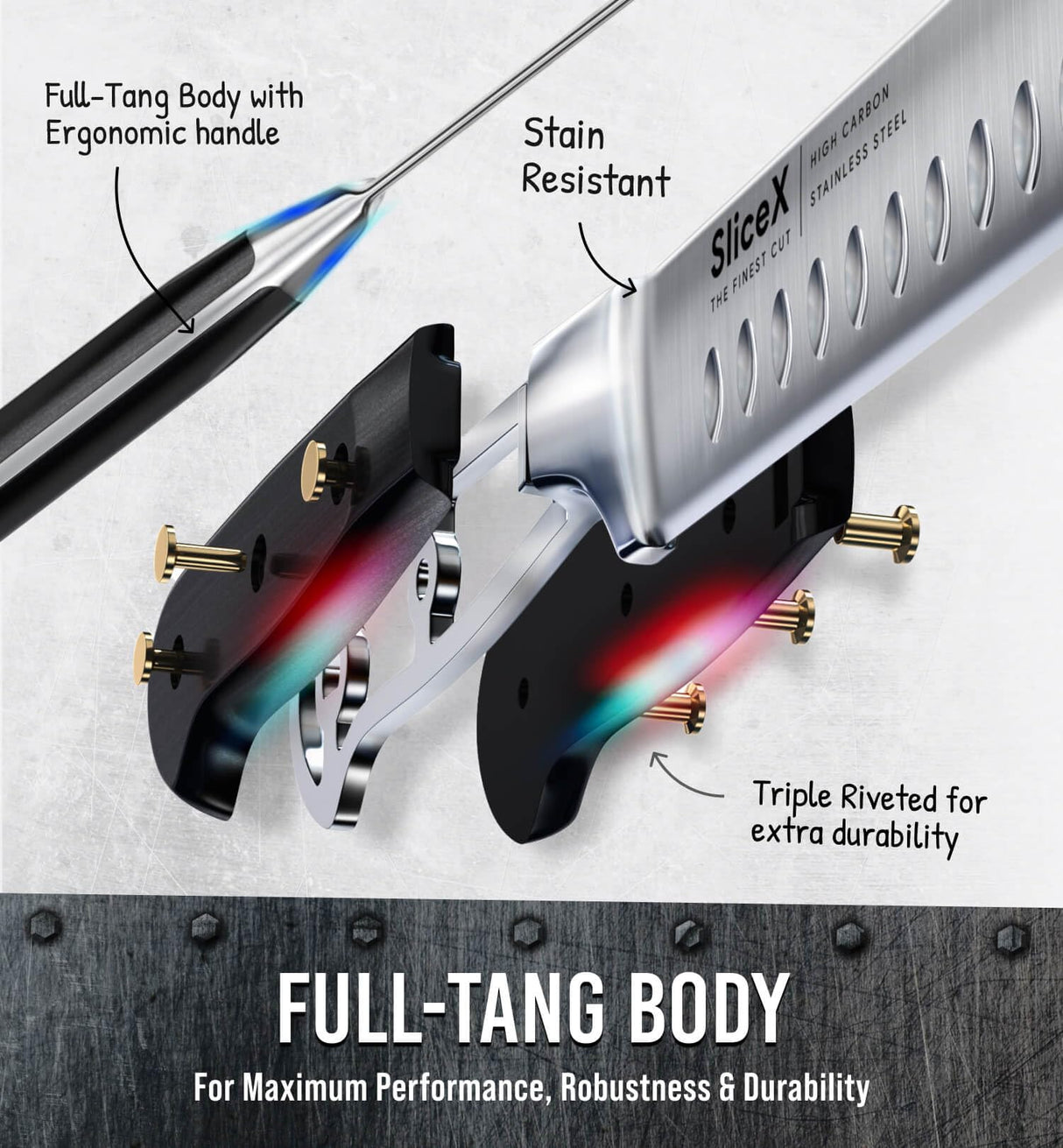 SliceX Brisket Slicing Knife – 12" BBQ Knife, Brisket Knife, Grilling Gifts For Men – Razor Sharp German Steel, Full Tang, Ergonomic Handle Bright Hobby